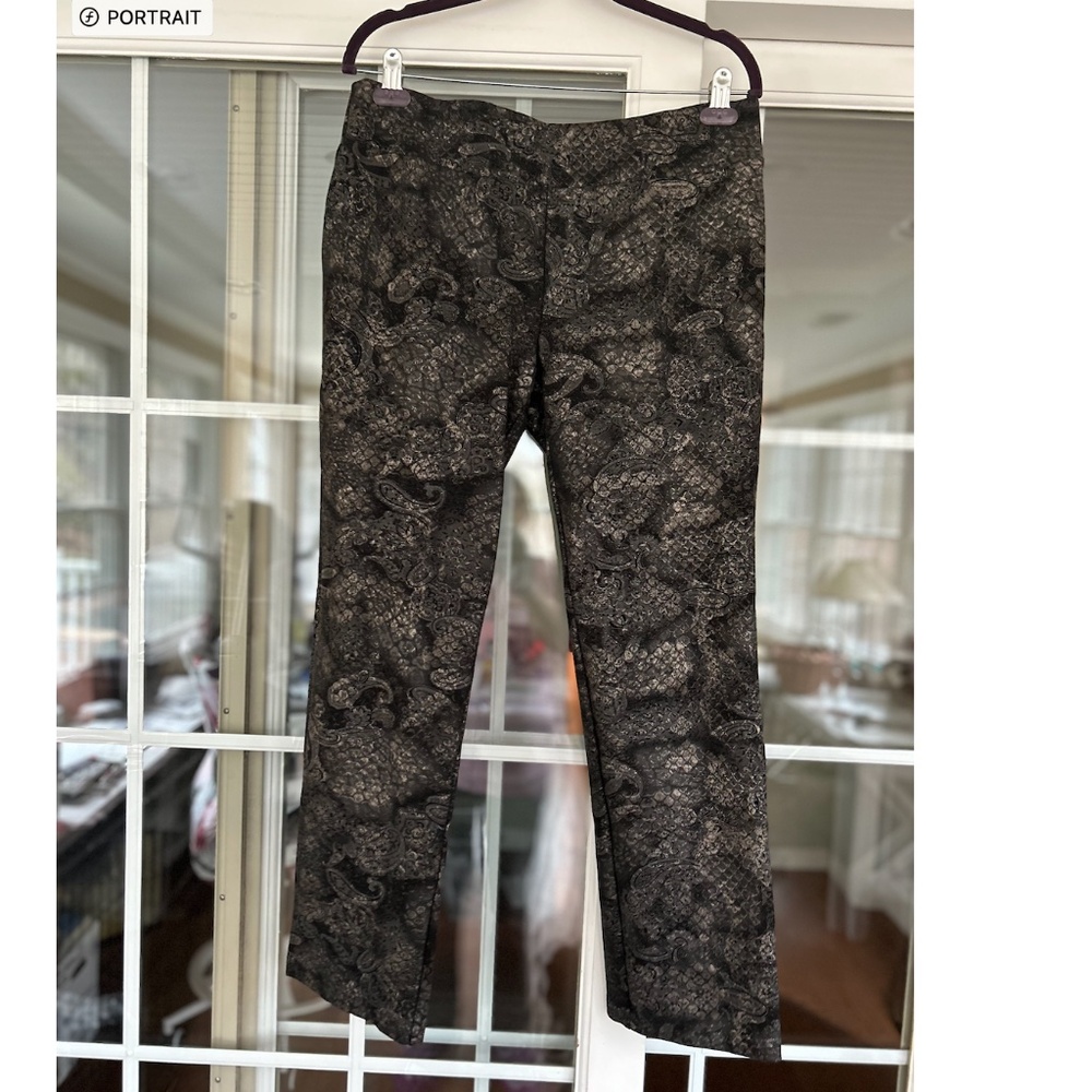 Insight New York EUC Straight Leg Pants Black Metallic Paisley
